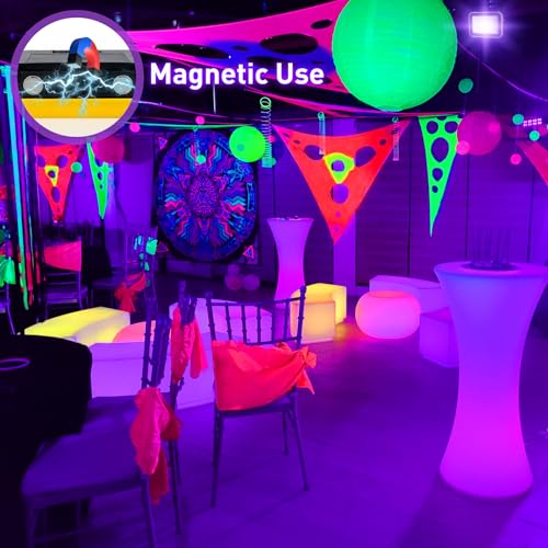 Rechargeable LED Black Light 2 Pack - Portable UV Flood Light for Party Halloween Fishing