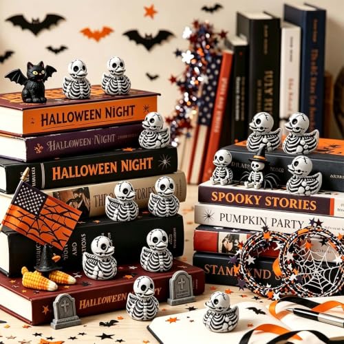 100Pcs Halloween Mini Skeleton Duck Decorations - Tiny Spooky Party Favors