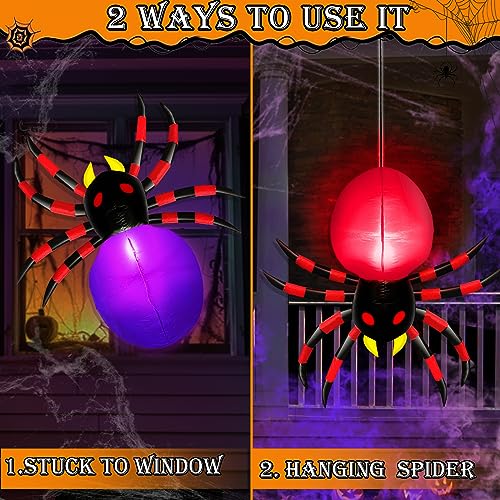 3.5FT Inflatable Halloween Spider Decor with Color Changing LED Lights