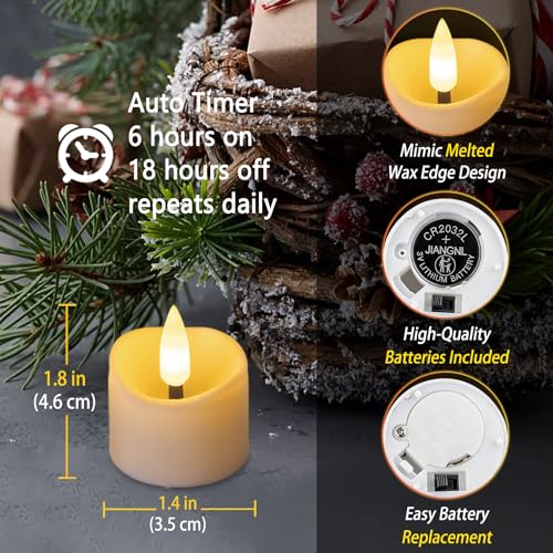 48 Pack Flameless LED Timer Tea Lights - Flickering Votive Candles for Christmas Halloween Parties