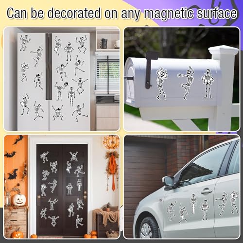 Halloween Refrigerator Magnets Skeleton Set - 16 Assorted Metal Stickers for Kitchen & Home Decor