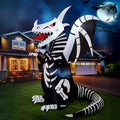 8 Ft Tall Halloween Skeleton Dragon Inflatable Yard Decoration with Red LED Eyes