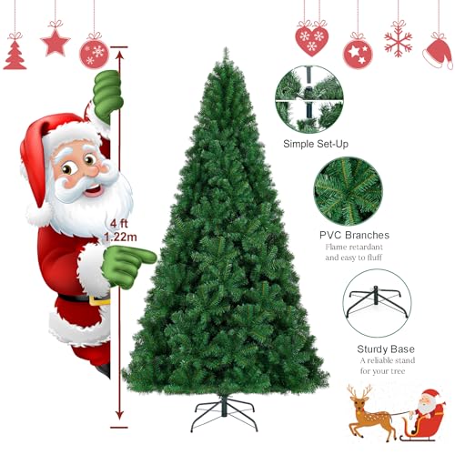 Green 4ft Artificial Spruce Christmas Tree with 450 Branch Tips, Top Star & 100 LED Lights