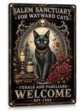 Halloween Black Cat Metal Sign Wall Art - 8x12 Inch Gothic Decor - Variation: Black Cat