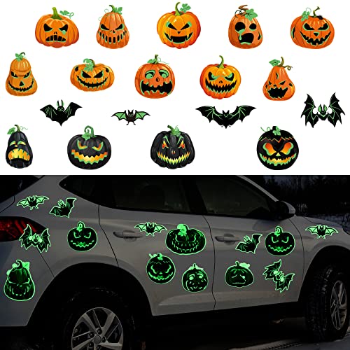 Halloween Car Magnets Set - 18 Luminous Magnetic Stickers for Decorations