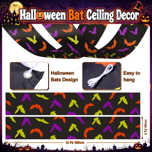 Halloween Bat Ceiling Banner - 12 Ft Party Decorations for Halloween