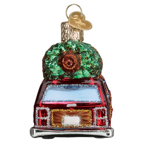 Glass Christmas Ornament - Station Wagon with Tree Handcrafted Holiday Decoration