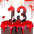 Halloween Bleeding Number 13 Candle Set - Gothic Horror Birthday Decor - 2 Pcs