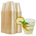 Gold Glitter Plastic Cups - 100 Pack, 9 oz Disposable Party Cups