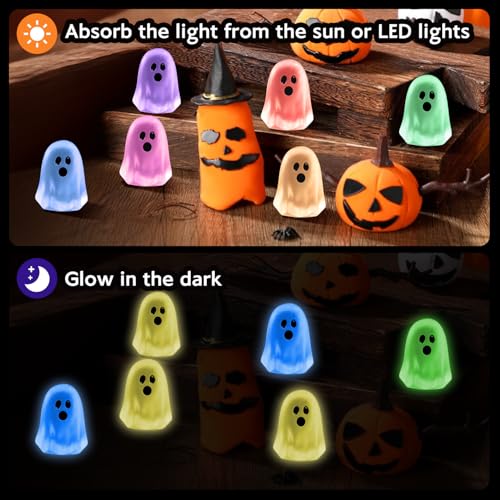 36pcs Luminous Mini Resin Ghosts for Halloween Party Decor - Glow in Dark Figurines