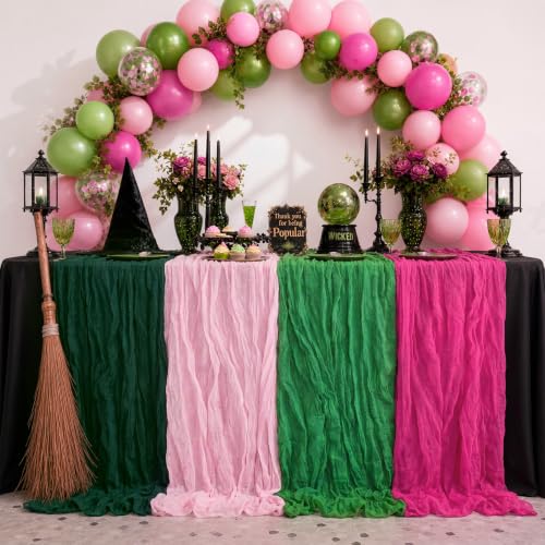 Pink and Green Cheesecloth Table Runner Set - 4 Pack for Party Decor - Variation of THIS listing