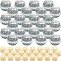 Votive Candle Holders Set - Speckled Mercury Glass with Tea Lights, Silver, 24 Pieces