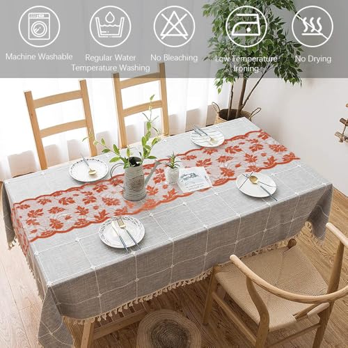 Thanksgiving Style A Lace Fall Table Runner 72 Inch for Dining & Decor - Autumn Leaf Design