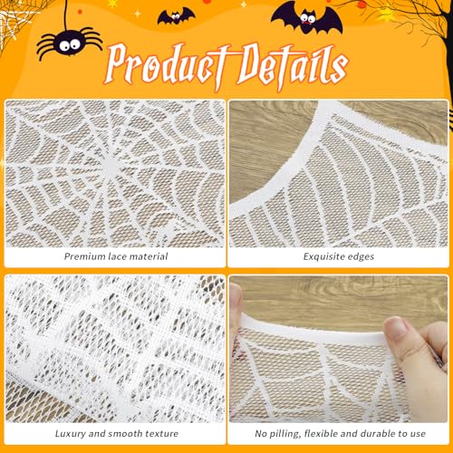 White Lace Spiderweb Fireplace Mantel Cover Halloween Decor - Aridantrp