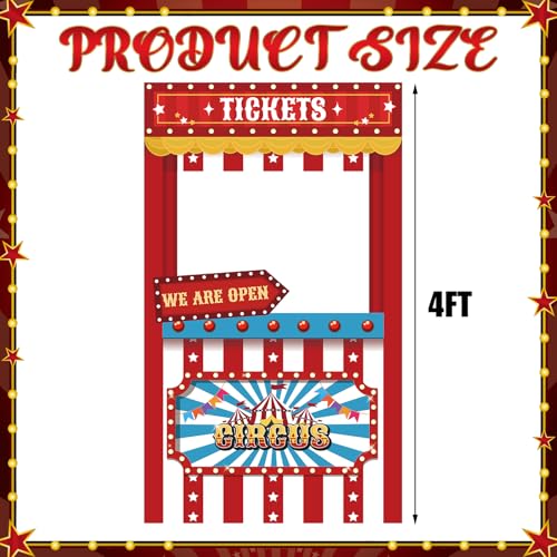 Red Carnival Photo Booth Backdrop 4x2.3 ft Party Decorations for Events
