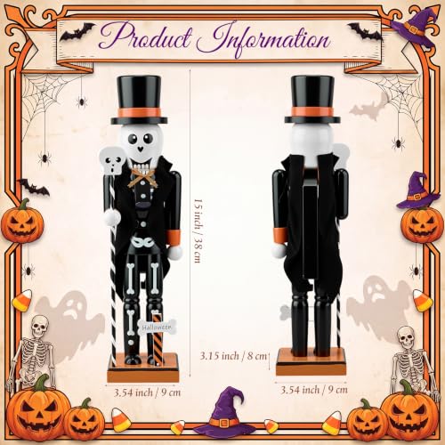 Halloween Skeleton Nutcracker Decor - Wooden 15-Inch Skeleton Variation