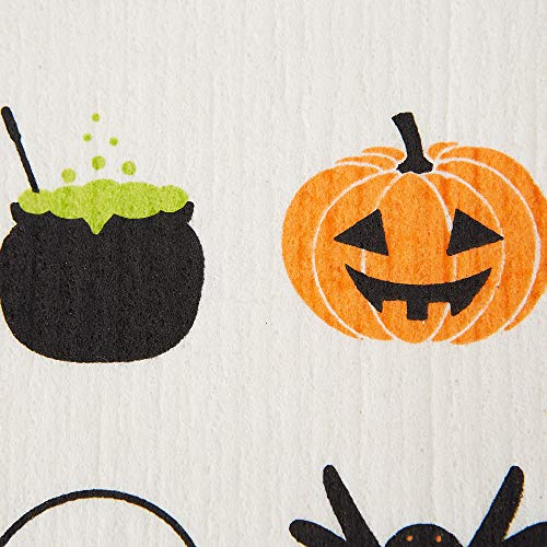 Swedish Dishcloths Spooky Pattern Set of 3 - Reusable & Eco-Friendly, 7.75 x 6.75 inches