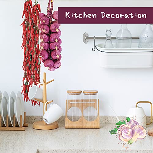 Purple Artificial Onion Strings 3 Pack - Realistic Fake Garlic Garland for Home Kitchen Party Decor