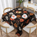Halloween Pumpkin Maple Leaf Square Tablecloth 54 Inch Burnt Orange & White Fall Decor