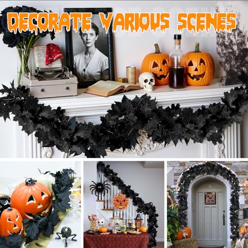 Joyhalo Black Halloween Garland 6 Pack 5.7FT Fall & Spooky Decor