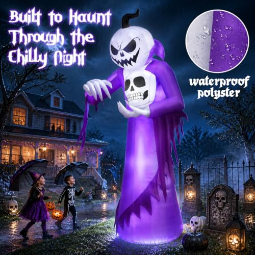 12FT Giant Halloween Inflatable Pumpkin Wizard with LED Lights Outdoor Decor