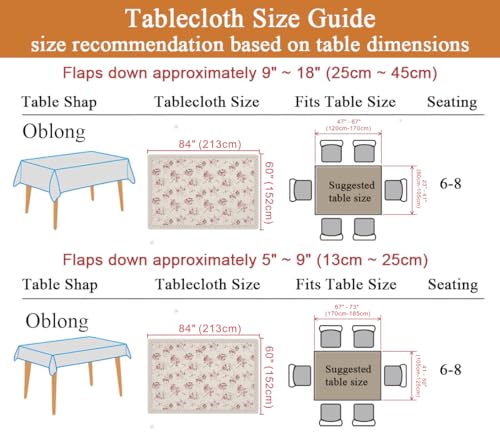 Green Beige Checkered Waterproof Tablecloth 60 x 84 Inch Rectangular Dining Cover