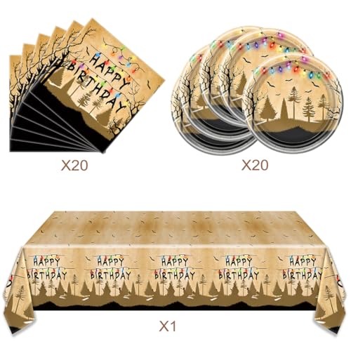 Retro Spooky Forest Party Dinnerware Set for 20 - Plates Napkins & Tablecloth