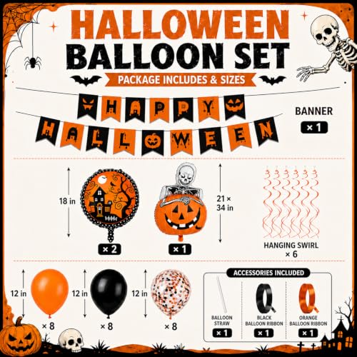 Orange Halloween Party Decorations Set - 37 pcs Spooky Yard & Indoor Decor