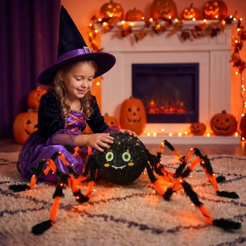 Halloween Spider with Lights 54 Inch Outdoor Indoor Decor for Porch & Garden