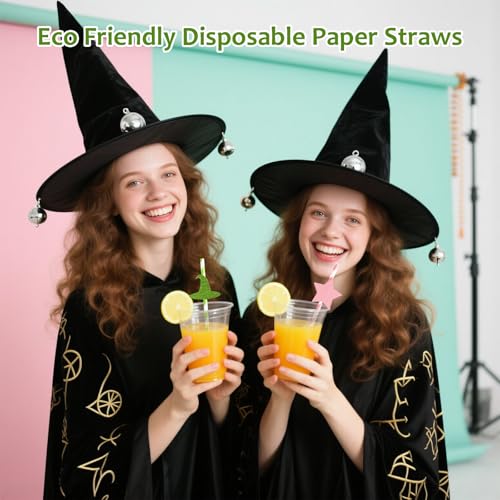 24 Pack Witch Party Paper Straws - Eco-Friendly Disposable Drink Accessories