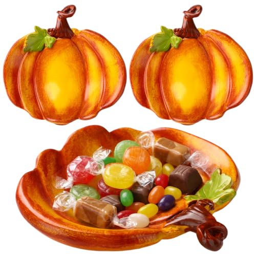 Fall Candy Dish Set - Resin Pumpkin Bowls for Halloween & Thanksgiving - Variation: Pumpkin