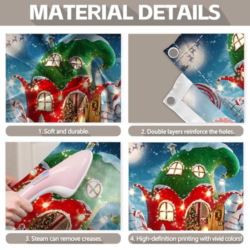 Christmas Village Garage Door Banner - 8x7ft Holiday Decoration with Rope - Snowflake & Santa Design