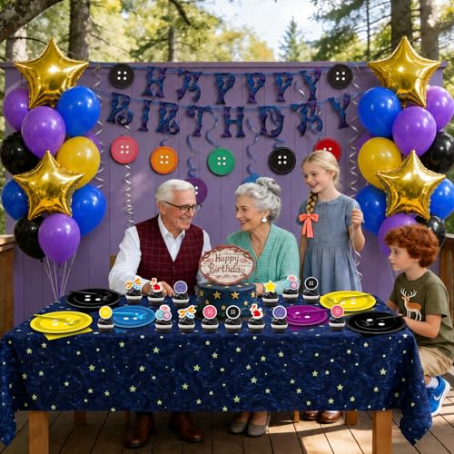 Horror Cartoon Button Party Decorations Set with Balloons Banner & Tableware