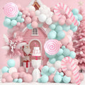 Pink Christmas Balloon Arch Kit 137pcs with Foil Candy Cane & Tree - Xms Pink Variation
