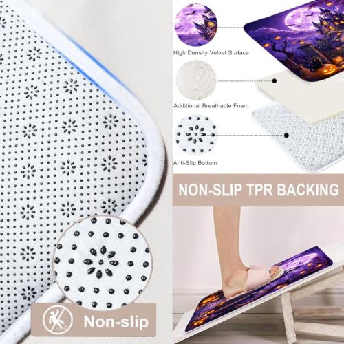 Purple Halloween Bathroom Set with Non-Slip Rug, Shower Curtain & Toilet Lid Cover