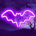 Purple Bat Neon Sign Halloween Wall Decor LED Light for Room or Party