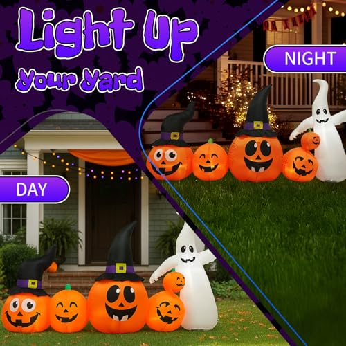 8FT Ghost Pumpkin Inflatable Halloween Lawn Decor - NicBex Variation 1