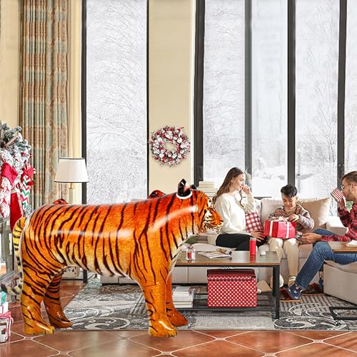 Huge Inflatable Tiger - Lifesize Jungle Animal Balloon for Safari Party - Brown Yellow