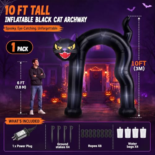 10 ft Tall Halloween Inflatable Black Cat Archway Outdoor Decor - Variation of THIS listing