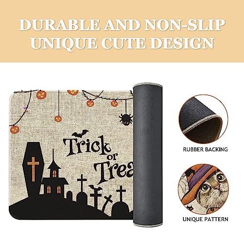 Halloween Cat Welcome Doormat - Spooky Trick or Treat Door Mat 30x17 Inch Variation of Halloween Cat Doormat