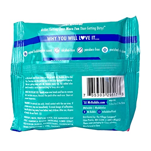 Kids Moisturizing Face and Hand Wipes - Travel Size Biodegradable Pack of 12