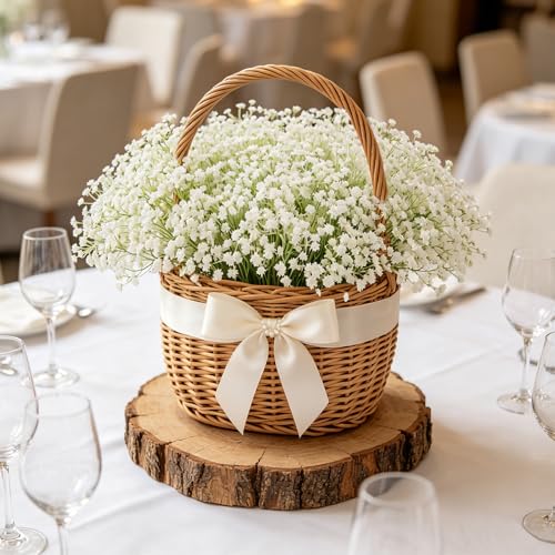 Baby's Breath Artificial Flowers 300 Pcs - Real Touch White Fake Floral Bouquet