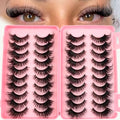 Fluff Cat Eye False Lashes - 20 Pairs Mink Lashes Fluffy Wispy 20MM Bold Glam