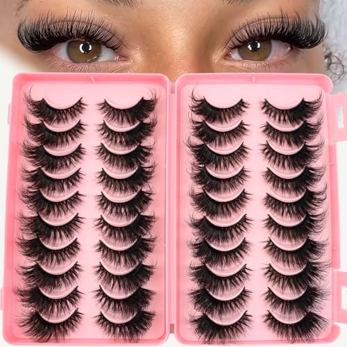 Fluff Cat Eye False Lashes - 20 Pairs Mink Lashes Fluffy Wispy 20MM Bold Glam