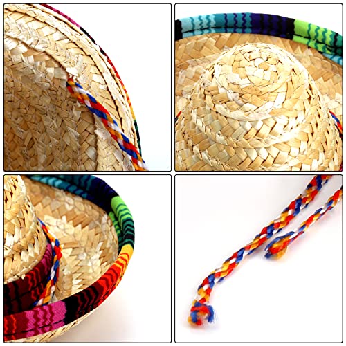 Mini Mexican Straw Sombrero Party Hats - Set of 12 for Cinco de Mayo and Events