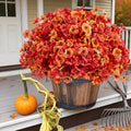 Artificial Fall Flowers Bundle - Outdoor 16 Pcs with 2 Colors - Adjustable & Realistic