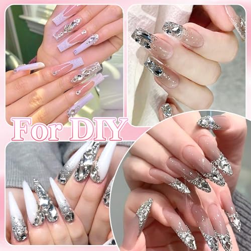 Nail Rhinestones Set - White Crystals with Variation S7 for Nail Art & Crafts
