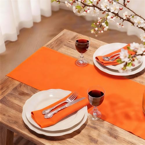 Orange Waterproof Decorative Table Runner 108 Inches Long - FOLINS&HOME