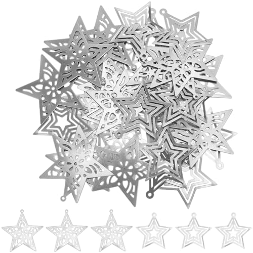 Galvanized Silver Metal Stars for Christmas & Holiday Decor - Style 5 - 40PCS