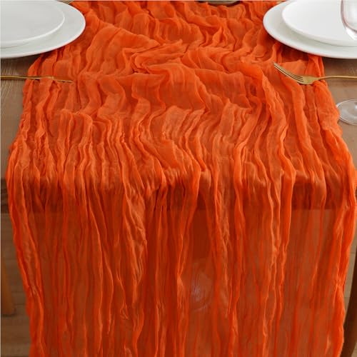 Orange Cheesecloth Table Runners 2 Pack - 10FT Boho Fall Wedding Decor Variation of THIS listing
